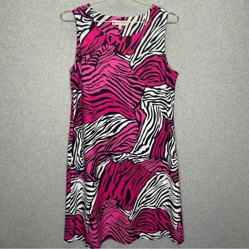 Jude Connally Hot Pink Tiger Stripes Scuba Sleeveless Shift Dress